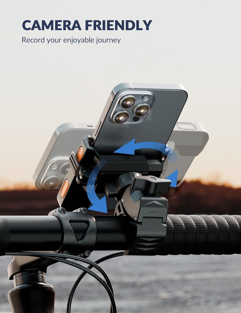 Grefay Bike Phone Mount for Electric, Mountain, Scooter, and Dirt Bikes [Camera Friendly] [1s Lock] Universal 360° Bicycle Handlebar Holder for iPhone 15/14/13 Samsung S23/S22 4.5-7" Smartphone (Orange) - Image 2